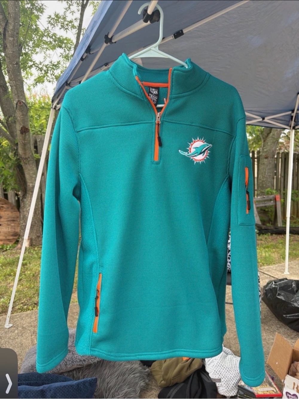 NFL Miami Dolphins Teal Quarter-Zip Performance Jacket with Orange Accents